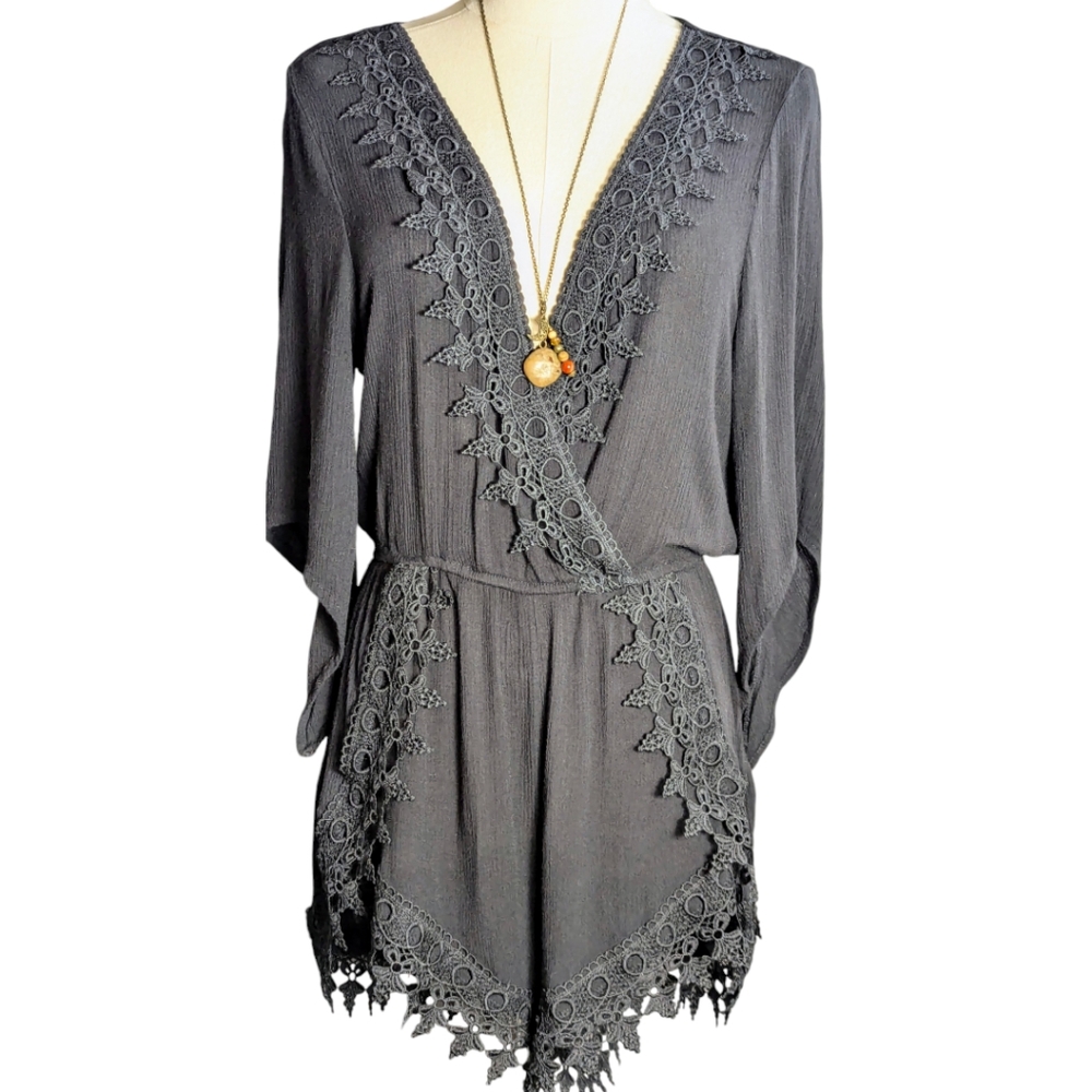 Ambiance Lace Trimmed Romper Size Medium
